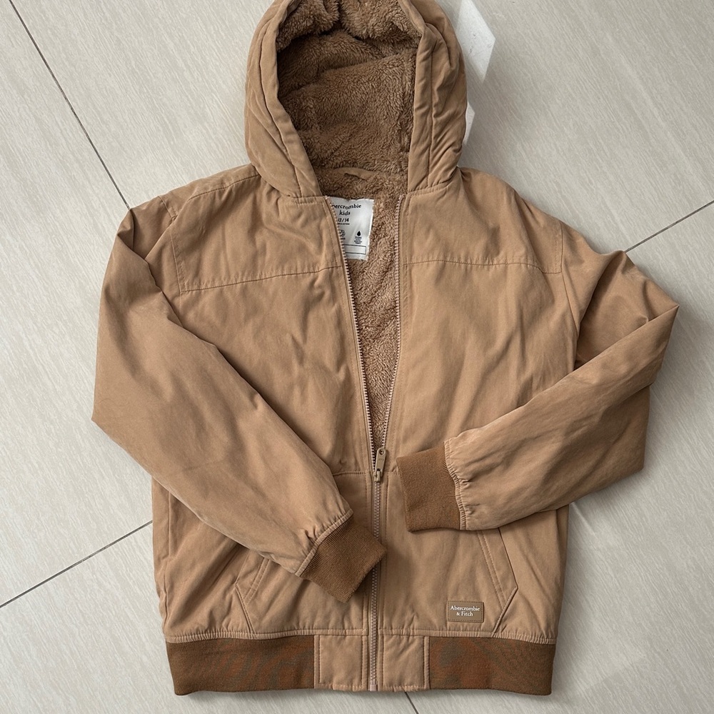 Abercrombie & Fitch Kids Tan Hooded Puffer Coat